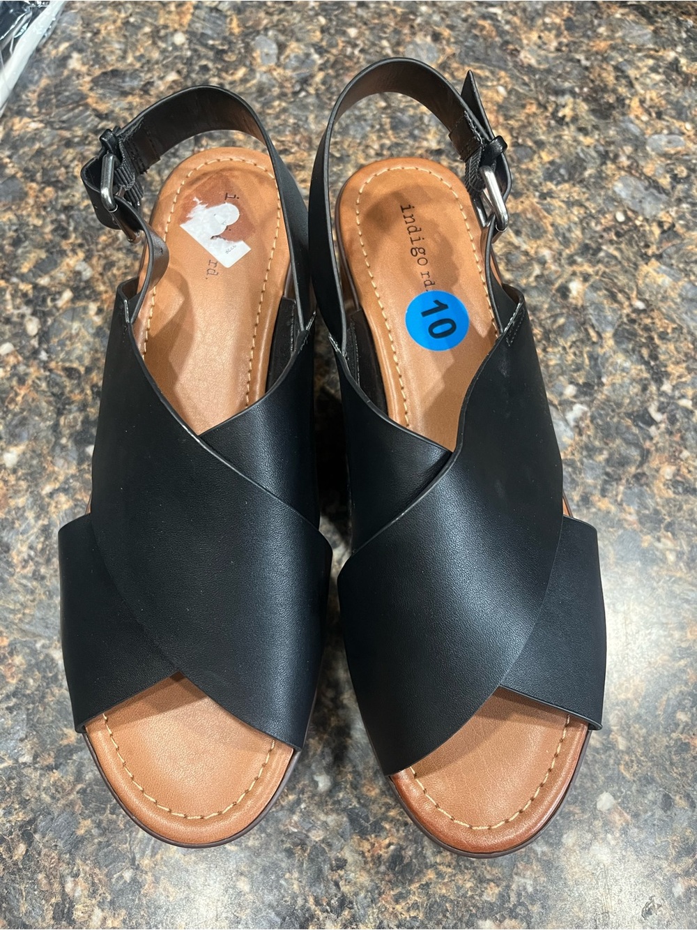 Indigo Black Crisscross Slingback Sandals